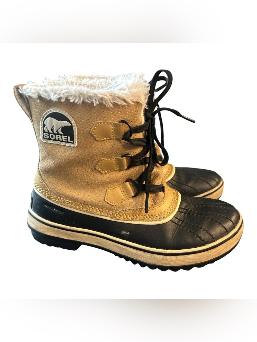 Sorel womens Tivoli Tan and Black Winter Boots - Insulated Lace-Up